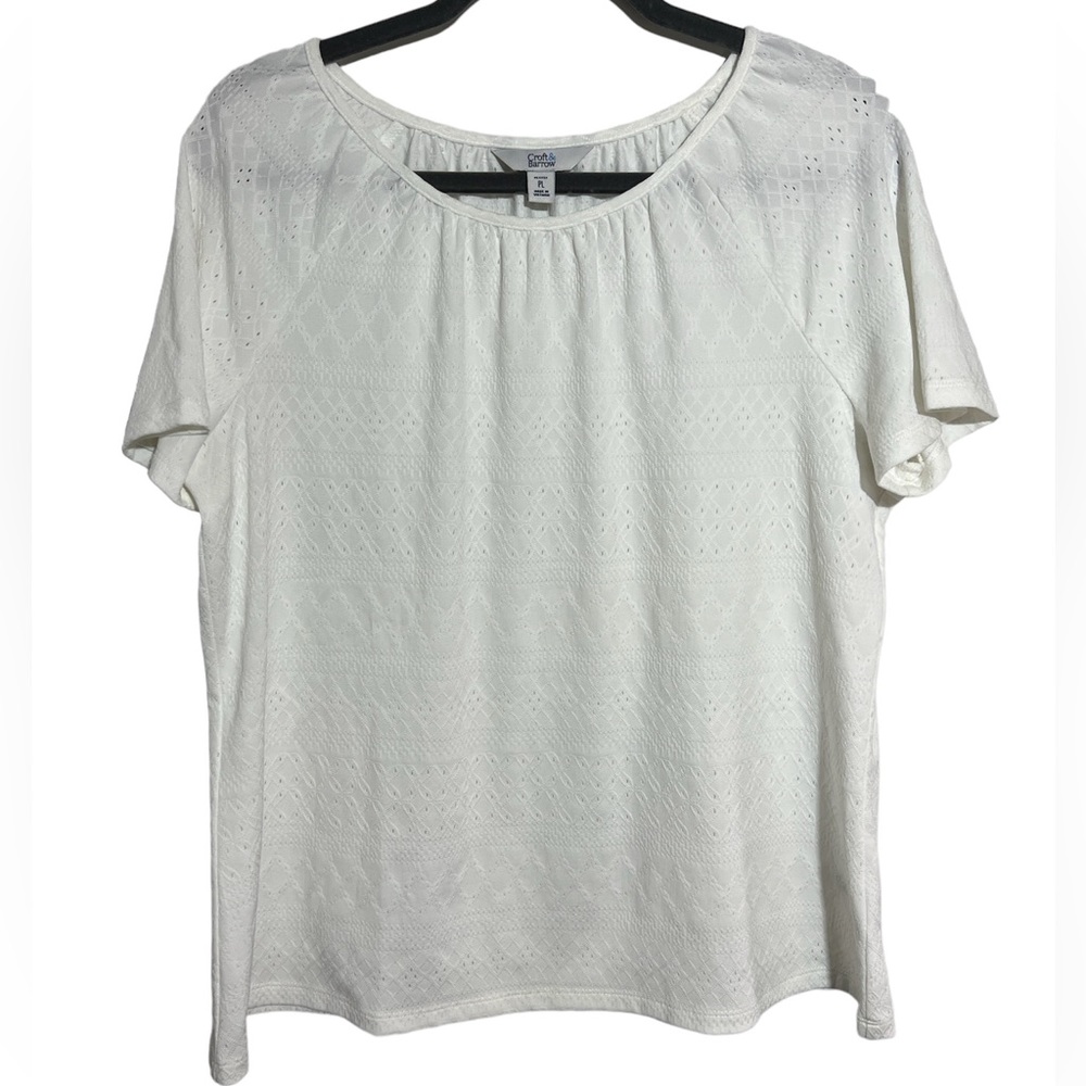 Croft & Barrow petite LG white short sleeve blouse NWOT